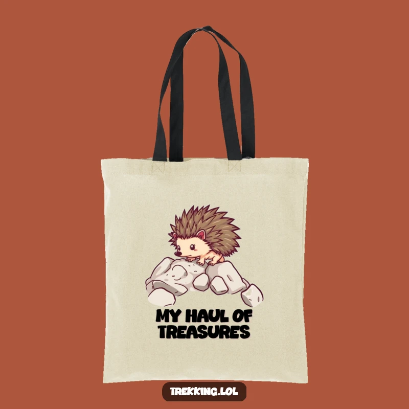 Funny Hedgehog Trek Tote Bag: Carry Your Essentials with Determination - A Sturdy Funny Gift!
